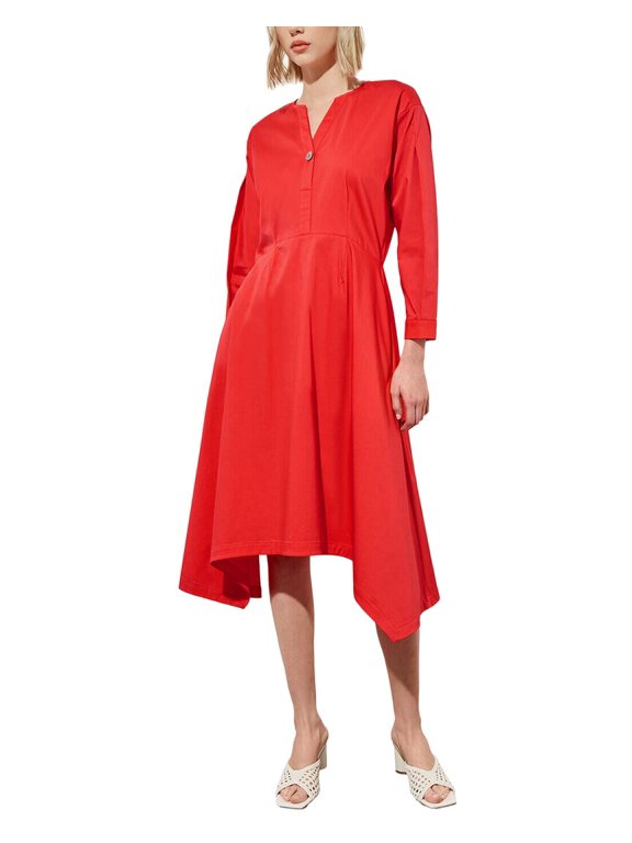 womens Stretch Cotton Fit & Flare Dress, XXS