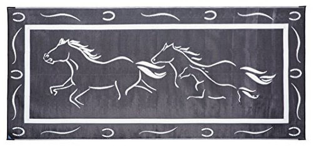 MING'S MARK INC. Ming's Mark GH8181 8' x 18' Galloping Horses Mat, Black/White
