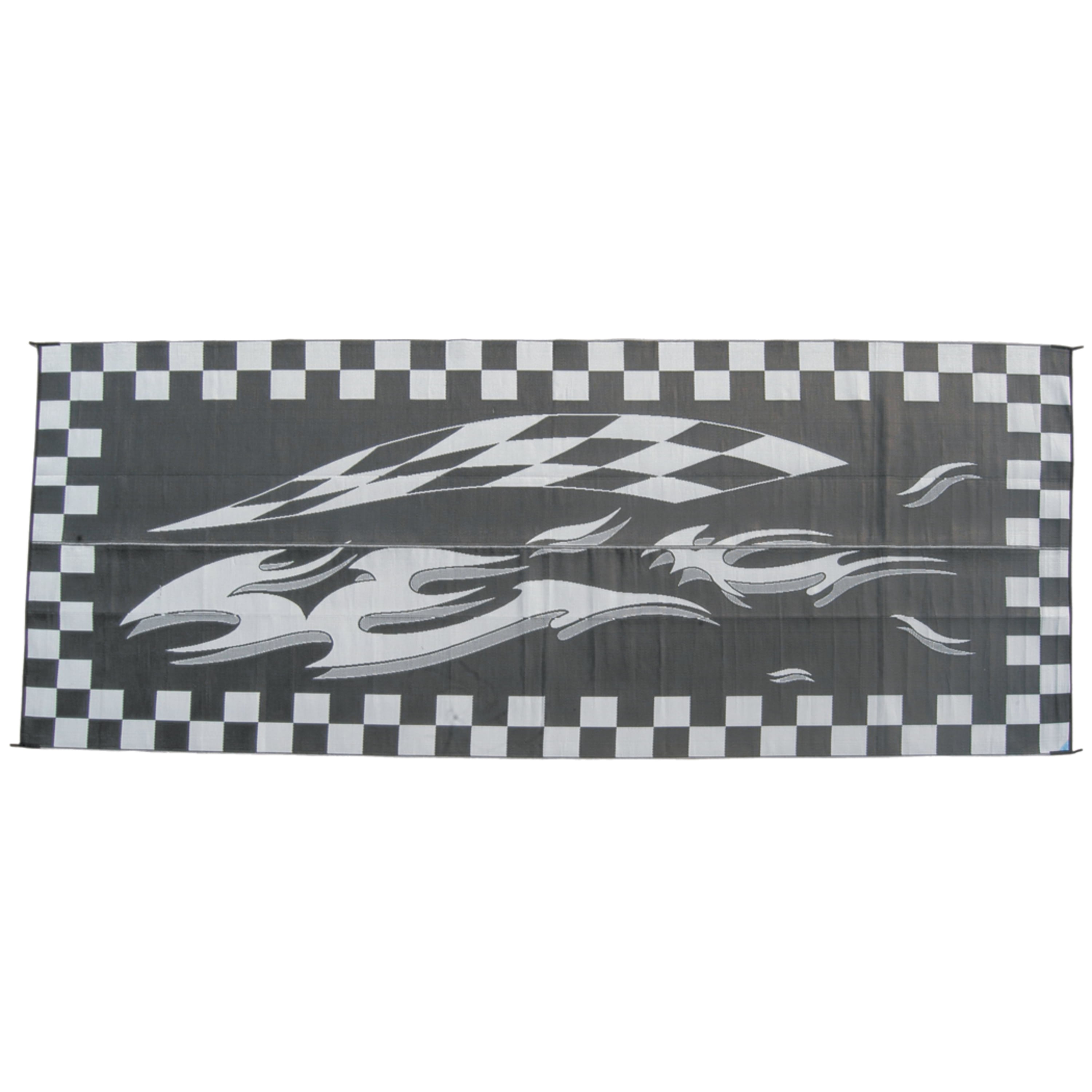 Ming's Mark HC1 Black Reversible 8 X 20 Camping Mat with Checkered Flag Design