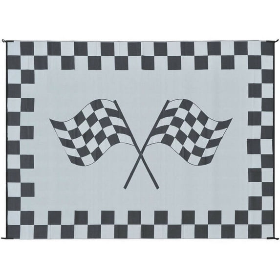 Ming's Mark Reversible Black & White Racing Flag Mat