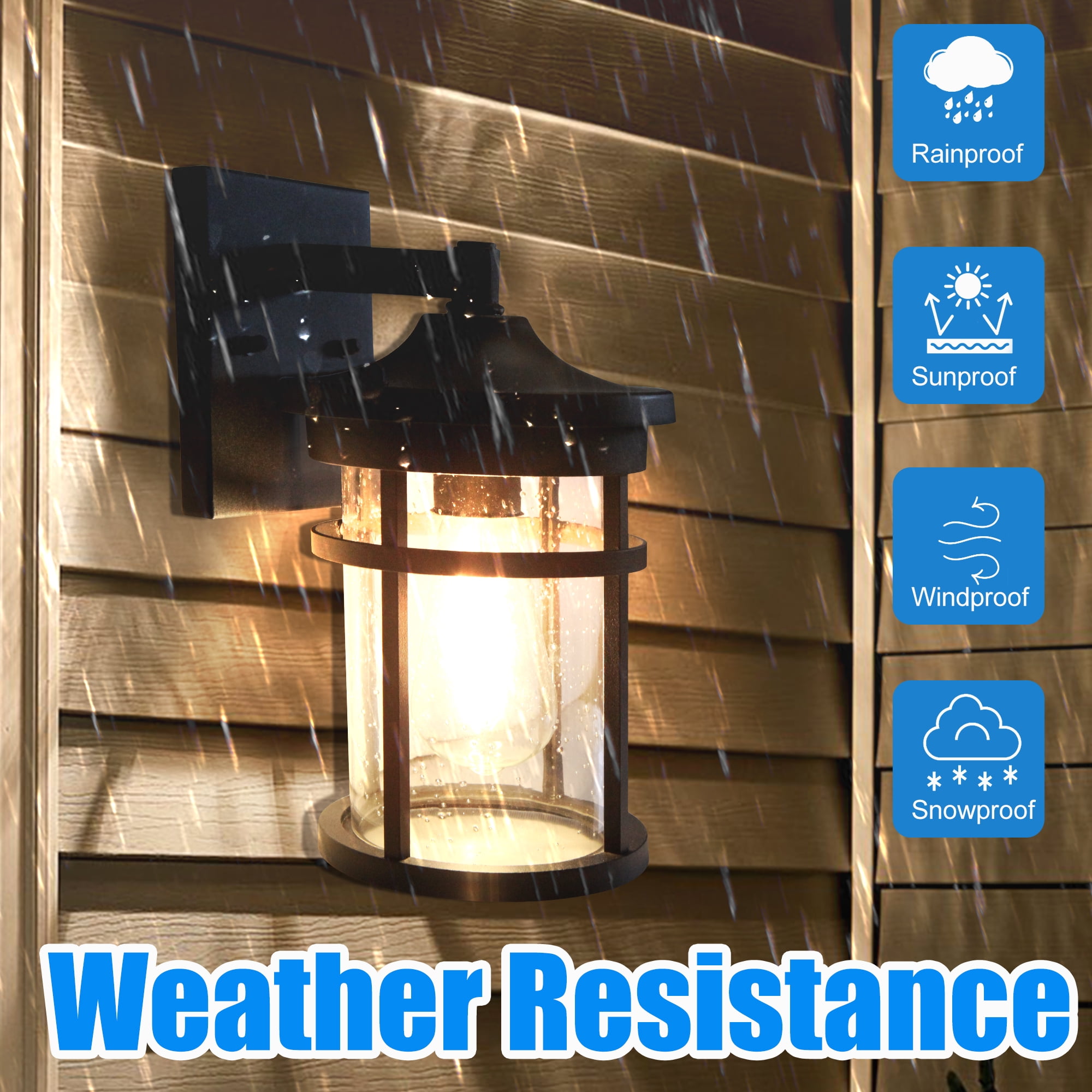 MingBright 11'' Outdoor Wall Lights Waterproof Front Porch Lamp With E26 Socket, Exterior Wall Lantern Sconce, Perfect Farm, Patio, Balcony,  Front Door, Entryway, Or Corridor