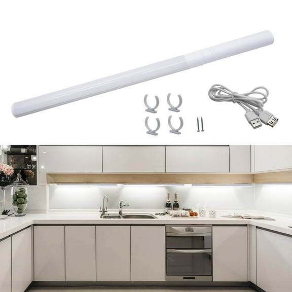 MingBright 12.6'' LED Rechargeable Battery Interior Under Cabinet Light With Switch, Include 58.26" USB Cable, 6000K Day Light White, For Study, Kitchen, Living Room Counter Shelf Bookcase Closet