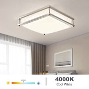 MingBright 12-Inch LED Ceiling Light Fixture, Brushed Nickel Ceiling Flush Mount Square Kitchen Light, Dimmable Damp Location Lamps for Bathroom, Kitchen, cETL Listed