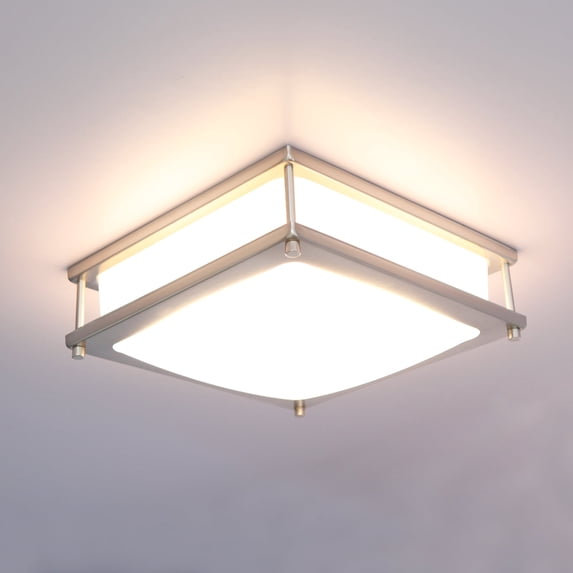 MingBright 14-Inch LED Ceiling Light Fixture, 20W Square LED Flush Mount Light Dimmable, Brush Nickel Ceiling Light for Kitchen, Bathroom, Living Room, Bedroom 4000k Nature White, Damp Location Rated