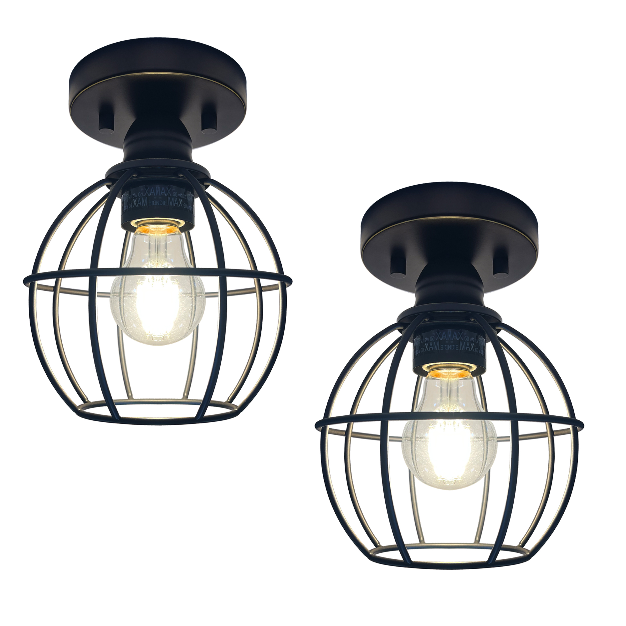 MingBright 9W 2 Pack Semi Flush Mount Ceiling Light Porch Pendan Lamp Fixtures, 4000K Natural White, With E26 Base Socket, Perfect For Entry, Kitchen, Bathroom, Living Rooms, Dining Rooms, Corridors