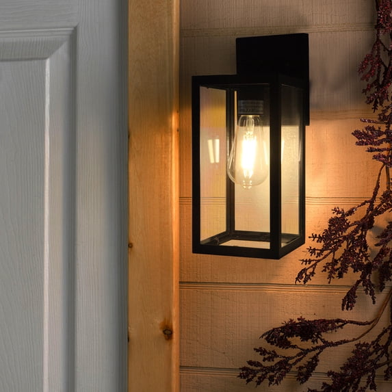 MingBright Modern Outdoor Lighting Fixtures Waterproof Exterior Wall Lantern Sconce With E26 Socket Outside House Lamps With Clear Glass Shape,Perfect For Porch, Farm, Patio, Balcony, Front Door