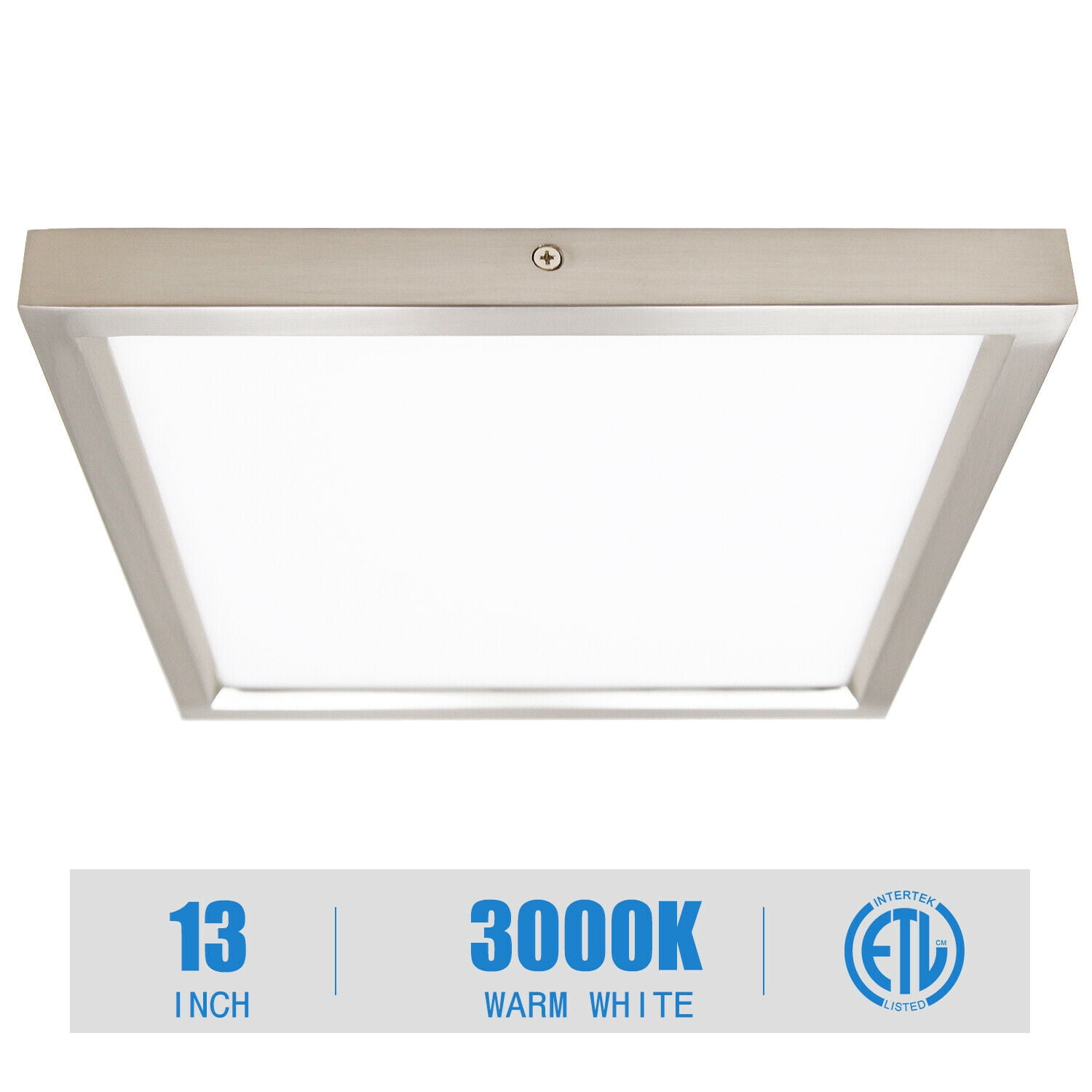 MingBright 13'' Square Brushed Nickel LED Flush Mount Light