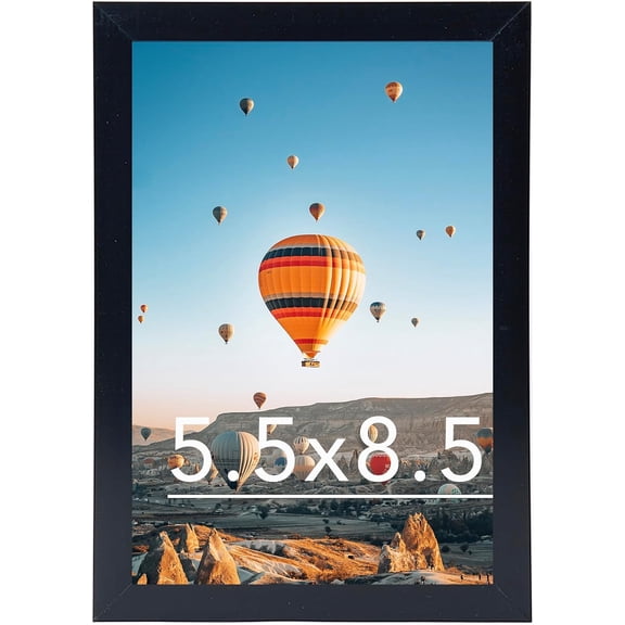MingShop 5.5x8.5 Picture Frame Black for Wall Hanging or Tabletop, Wall Mounting Horizontally or Vertically, 5.5 x 8.5 Wall Gallery Poster Photo Frame with Shatter Resistant Plexiglass, Black