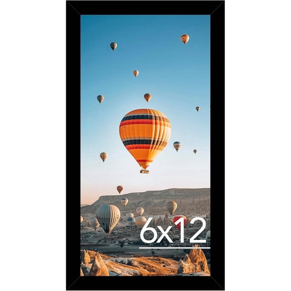 MingShop 6x12 Picture Frame Black for Wall Hanging, Wall Mounting Horizontally or Vertically, 6 x 12 Wall Gallery Poster Photo Frame with Shatter Resistant Plexiglass, Black