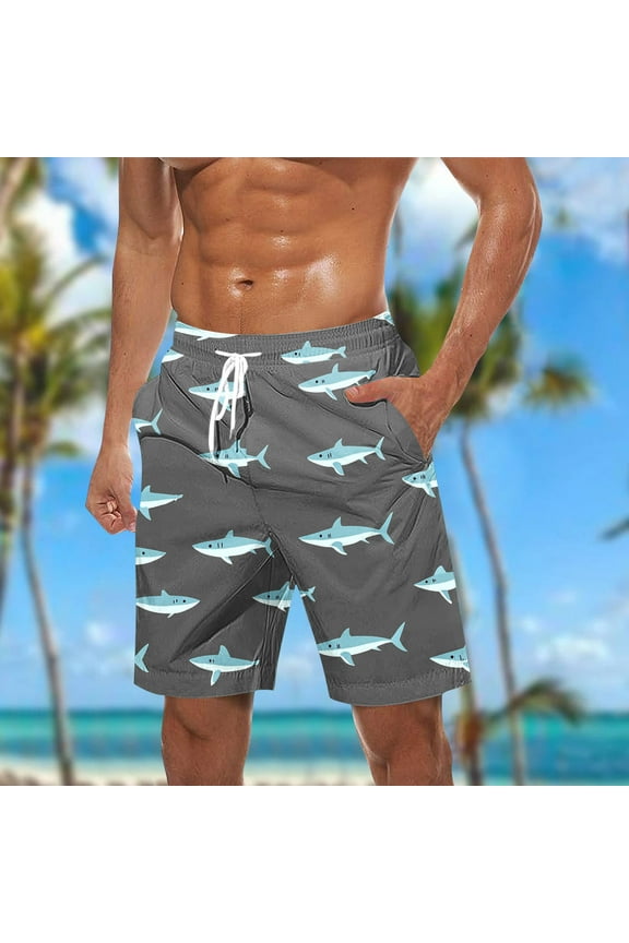 George Shorts for Men Clearance Plus Size,Men Casual Fashion Print Shorts With Pockets Elastic Waist Beach Pants