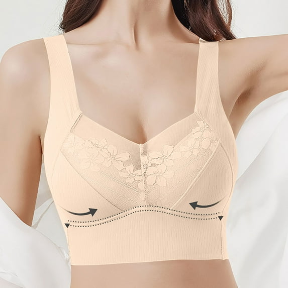 MingSongHua Bras for Women Plus Size,Women Lace Beautiful Style Bra Solid Color Soft And Comfortable Bra No Steel Ring Gathering Lower And Upper Support Wiping Bra Dail