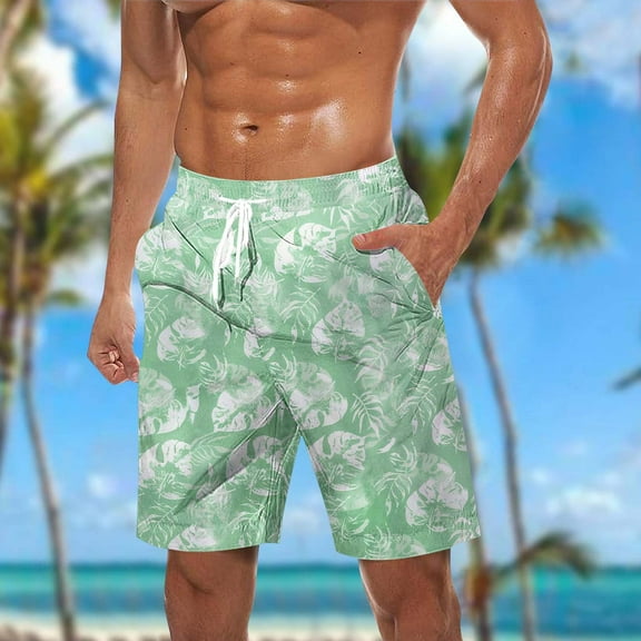 MingSongHua george Plus Size Men's Shorts Clearance,Men Casual Fashion Print Shorts With Pockets Elastic Waist Beach Pants