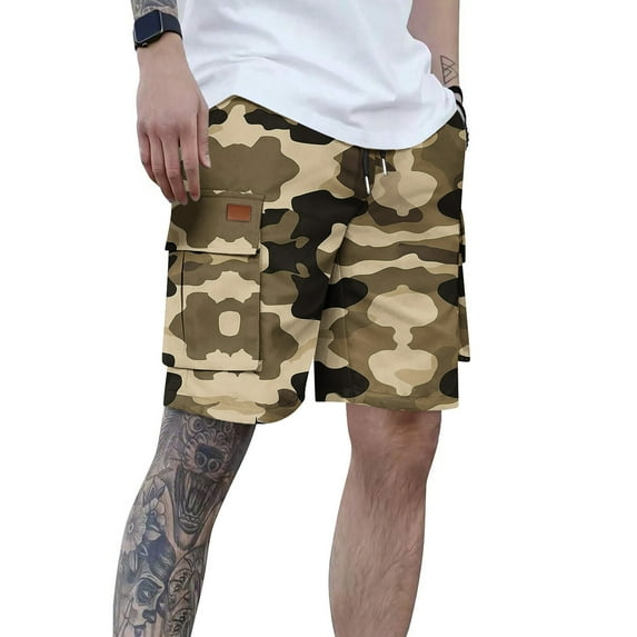 MingSongHua george Plus Size Men's Shorts Clearance，Men's Summer Casual Camouflage Fashion Pockets Drawstring Elastic Waist And Comfortable Shorts Cargo Pant