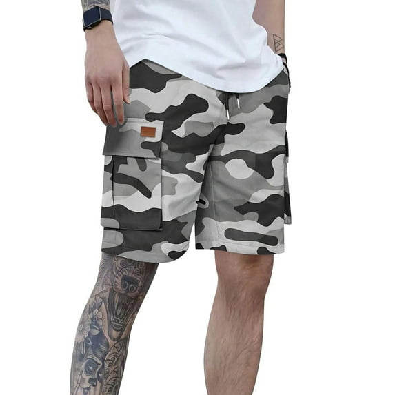 MingSongHua george Plus Size Men's Shorts Clearance，Men's Summer Casual Camouflage Fashion Pockets Drawstring Elastic Waist And Comfortable Shorts Cargo Pant