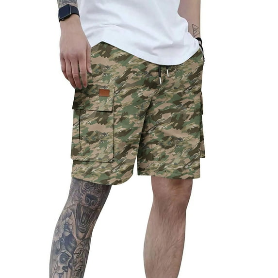 MingSongHua george Plus Size Men's Shorts Clearance，Men's Summer Casual Camouflage Fashion Pockets Drawstring Elastic Waist And Comfortable Shorts Cargo Pant