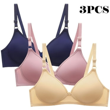 MingSongHua no boundaries Bras for Women Plus Size Clearance,3pcs Women's Bra Soild Wire Underwear Bra Everyday Small Cup Underwear