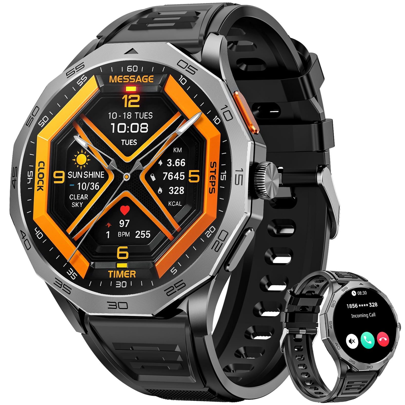 MingTawn Military Smart Watch for Men 1.85" HD Ultra Screen Touch Screen 710mAh Battery Smart Watches for Android iOS （Bluetooth Call Answer/Dial Calls） Fitness Tracker with 100+ Sports