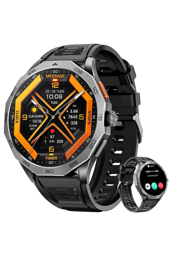 Military Smart Watch for Men 1.85" HD Ultra Screen Touch Screen 710mAh Battery Smart Watches for Android iOS Bluetooth Call Answer/Dial Calls Fitness Tracker with 100+ Sports