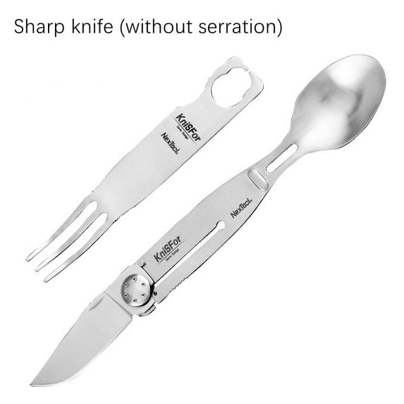 MingX NexTool Multifunctinal Tableware 3-in-1 Knife Fork Spoon Set Stainless Steel Anti-rust Antiseptic for Outdoor Camping Picn (with Knife)