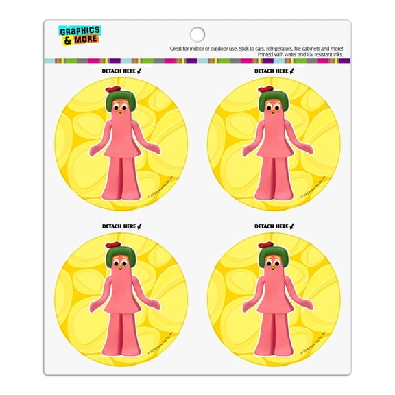 Minga Gumby's Little Sister Clay Art Refrigerator Fridge Locker Vinyl Circle Magnet Set