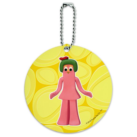 Minga Gumby's Little Sister Clay Art Round Luggage ID Tag Card Suitcase Carry-On
