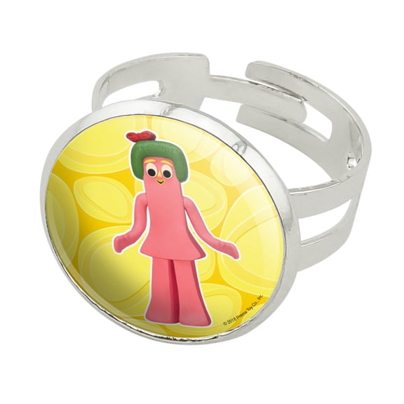 Minga Gumby's Little Sister Clay Art Silver Plated Adjustable Novelty Ring