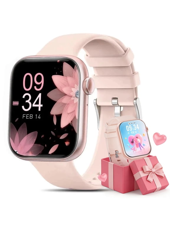 1.85''HD Men Womens Smart watch,with Bluetooth Answer/Make Calls/120+Sports Modes/10 Days Standby, IP68 Waterproof Fitness Tracker Fits for Android Iphone Devices, perfect gift（Pink）