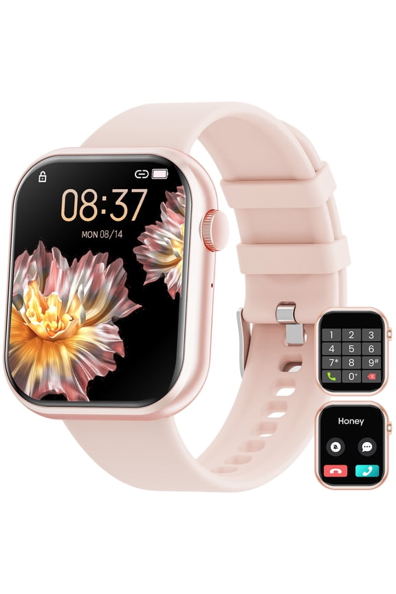 1.85-inch Men Womens Smartwatch,with Bluetooth Answer/Make Calls/120+Sports Modes/10 Days Standby, rugged IP68 Waterproof Fitness Tracker Fits for Android Iphone Devices, perfect giftPink