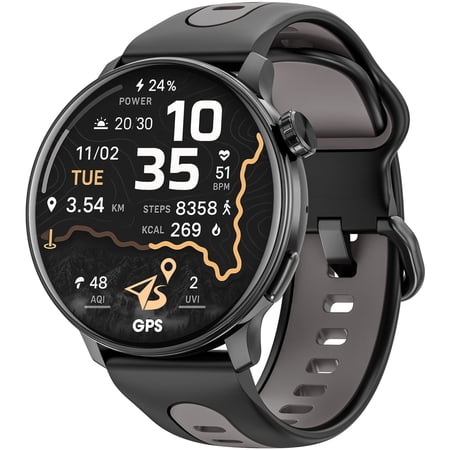 Mingdaln GPS Smart Watch for Men,50MM AMOLED Screen/3ATM Waterproof/120+ Sports Modes/30 Days Standby, fits for Android and Iphone Devices (Black)