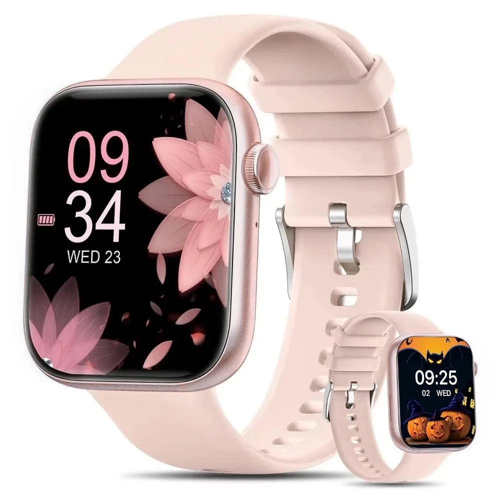 Mingdaln Women s Smartwatch 1.85 Inch with Calling Sports Modes Message Reminder Waterproof Pink Walmart