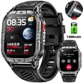 thumbnail image 1 of Mingdaln 2.01"  AMOLED Men Military Smart watch，with 1400 mAh Large Battery/ Answer Make Calls /100+ Sport Modes/IP68 Waterproof, Pedometer smartWatch fits for Android Iphone Devices (Black), 1 of 8