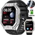 thumbnail image 1 of Mingdaln 2.1-inch AMOLED Men Military Smartwatch，with Fitness Tracker/ Answer Make Calls /100+ Sport Modes/1ATM Waterproof, Mountain Travel Pedometer Watch fits for Android and Iphone Devices, 1 of 8