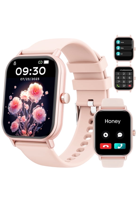 Women Smartwatch，46mm with Answer/Make Calls/120+ Sport Modes/IP68 Waterproof, Fitness Tracker fits for Android and iPhone Devices (Pink)