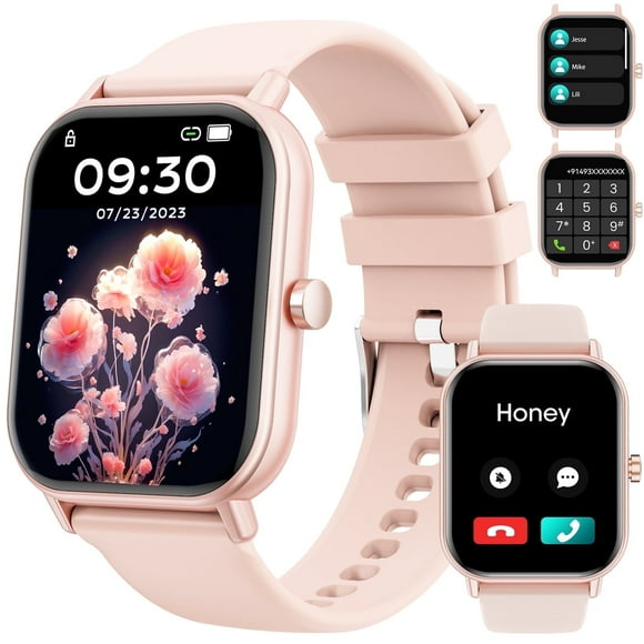 Mingdaln smartwatch fits for Android and Iphone Devices，1.85 Inches with Answer/Make Calls/100+ sport mode/IP68 Waterproof, with Activity Fitness Tracker for men and women (Pink)