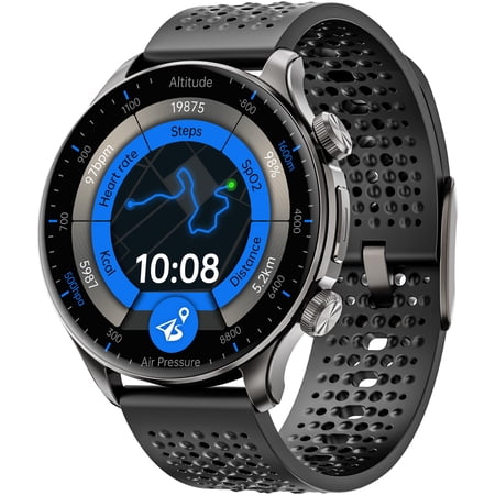 Mingdaln GPS Smart Watch for Men,50MM AMOLED screen,with 5ATM waterproof/Answer/Make Calls,fits for Android iPhone devices (Zinc alloy Black)