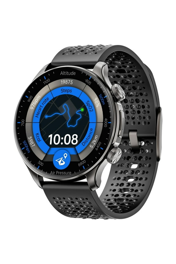 GPS Smart Watch for Men,50MM AMOLED screen,with 5ATM waterproof/Answer/Make Calls,fits for Android iPhone devices (Zinc alloy Black)