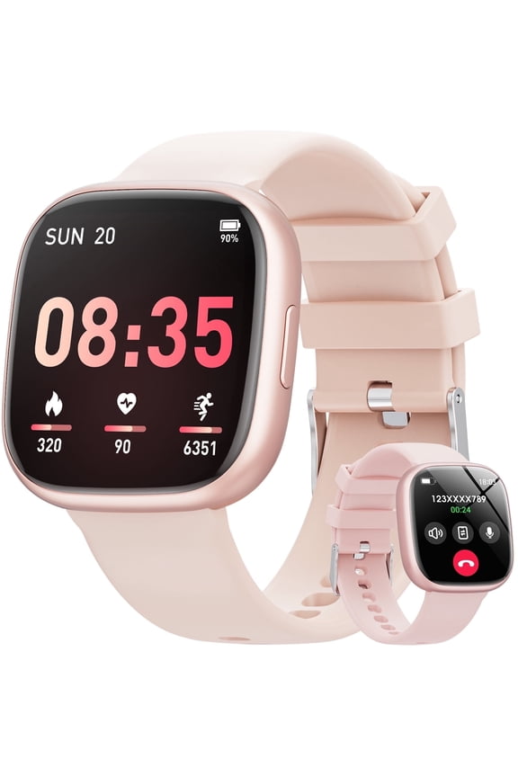 2025 New Women's Smartwatch 1.72-inch with Wireless Call/Message Alert/120+ Sport Modes, IP68 Water Resistant fits for Android and iPhone Devices (Alloy Pink)