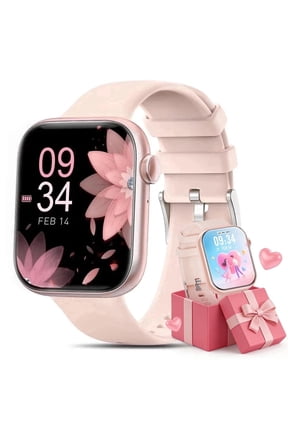 1.85''HD Men Womens Smart watch,with Bluetooth Answer/Make Calls/120+Sports Modes/10 Days Standby, IP68 Waterproof Fitness Tracker Fits for Android Iphone Devices, perfect gift（Pink）