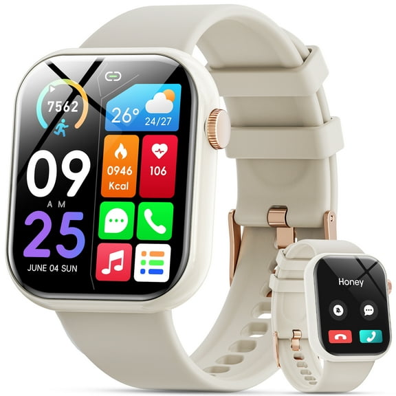 Mingdaln 2025 New 1.85-inch Men Women's Smartwatch with Answer/Make Calls/120 Sports Modes/10 Days Standby, IP68 Waterproof Fitness Tracker Fits for Android Iphone Devices,perfect gift（White）