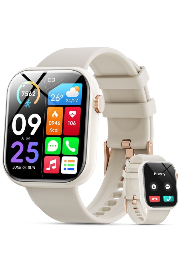 2025 New 1.85-inch Men Women's Smartwatch with Answer/Make Calls/120+Sports Modes/10 Days Standby, IP68 Waterproof Fitness Tracker Fits for Android Iphone Devices,perfect gift（White）