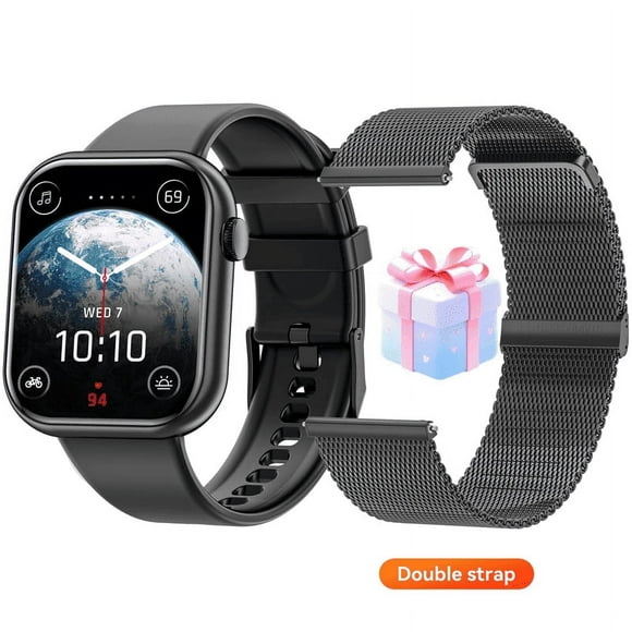Mingdaln 2025 New 1.85-inch Men Women's Smartwatch with Answer/Make Calls/100 Sports Modes, IP67 Waterproof Fitness Tracker compatible with Android Iphone Devices（Black Milan Steel belt）