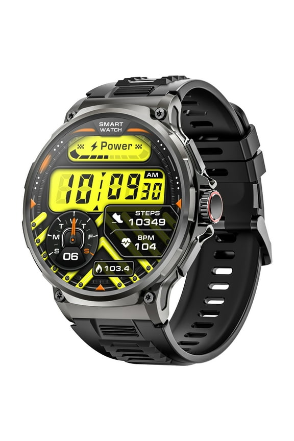 super large 55mm Military Smart Watch for Men, with Bluetooth Answer Make Calls/110+Sports Modes/30 Days Standby/IP68 waterproof,fits for Android and Iphone Devices (Zinc alloy Black)