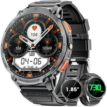 Mingdaln 2025 New 1.85 inch Military Men's Smart Watch with Fitness Tracker, Answer/Dial/Multi-Sport Mode, Hiking Running Pedometer Fitness Watch (Black)