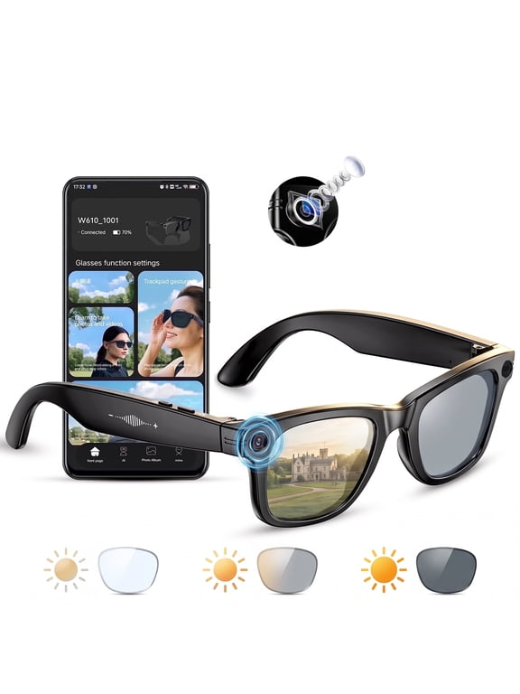 AI Smart Glasses with 13MP Camera,4K Video,Real-Time Translation,Open-Ear Audio,Bluetooth Call for Men Women