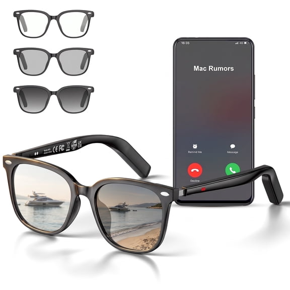 Mingdaln M1 AI Smart Glasses for Men and Women, Photochromic Lenses Smartglasses with Open-Ear Voice Control & Wireless Bluetooth Calling, Anti-Blue Light, Traveling and Driving