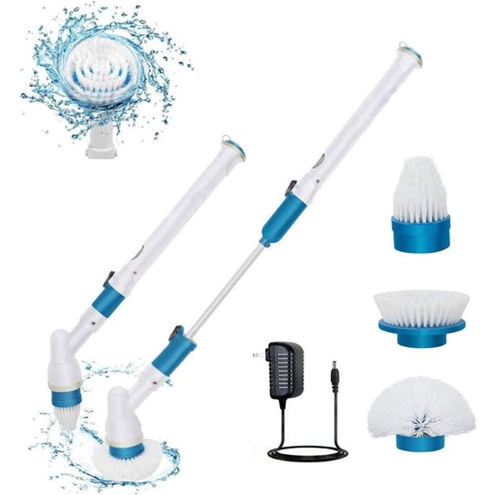 Simply Natural Electric Spin Brush Scrubber with Extension Pole - Blue
