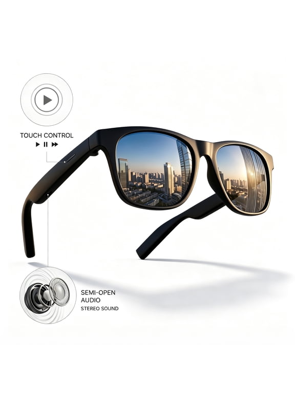 Smart Glasses Open Ear Bluetooth Audio Sunglasses Touch Control Stereo Sound Hands Free Calls Voice Assistant Extended Standby for Cycling Sports Outdoor Gift