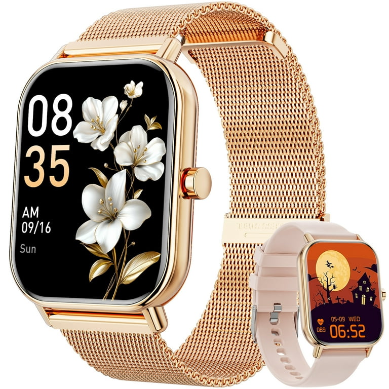 Mingdaln Smart Watch fits for Android and Iphone, IP68 Waterproof, Suitable for Women Men 100+Sports Modes 1.85 inch Fitness Tracker, with Answer/Make Calls/Message Reminder, （Two watch straps）