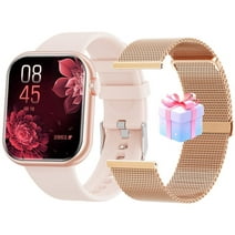 Mingdaln Smart Watch Men Women 1.83 Inch HD Touch Screen Fitness Watch, IP67 Waterproof Activity Tracker Smart Watch for Android IOS (Pink)