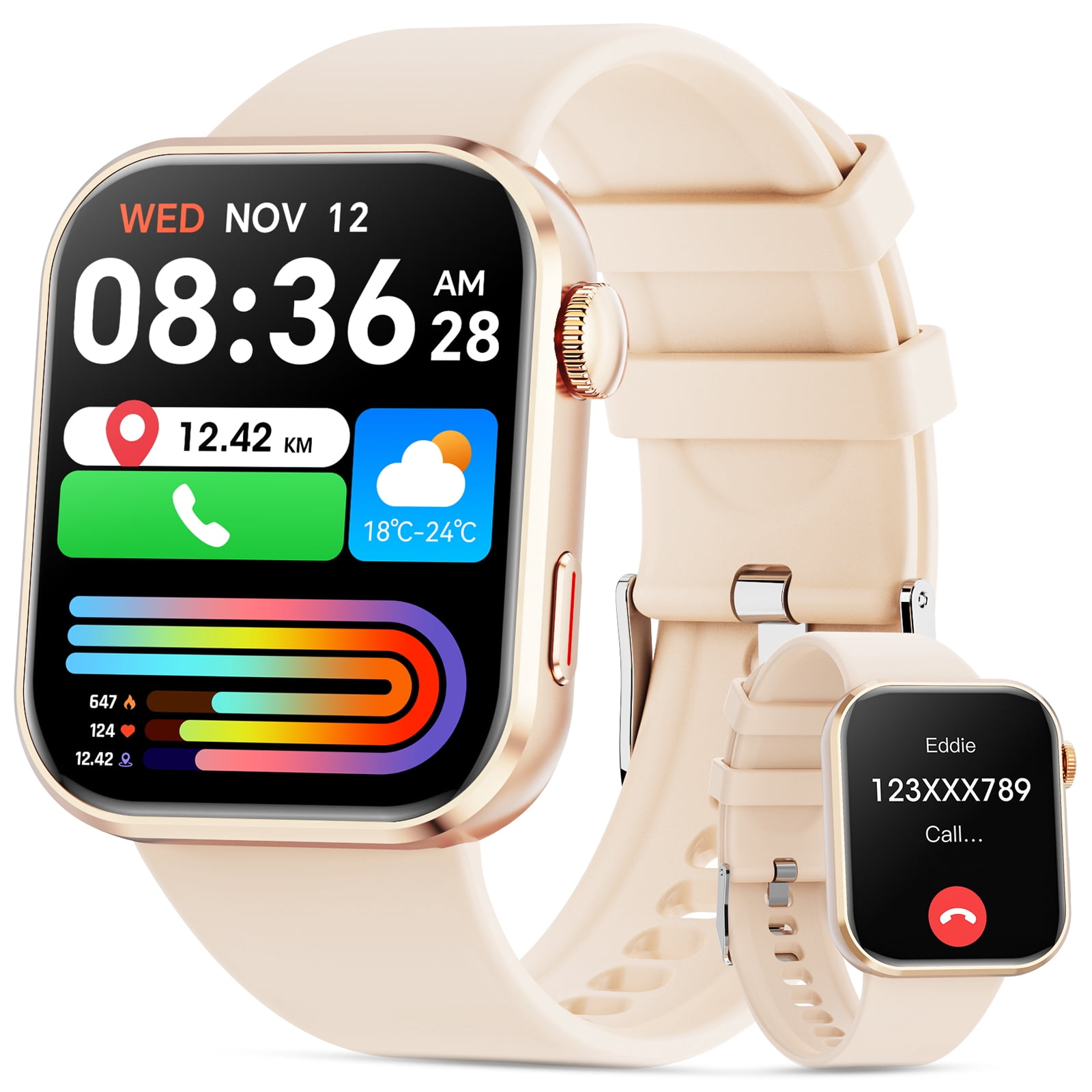 Mingdaln Smart Watch for Men Women, Smartwatch(Metal Body) , 1.93" New Fitness Watch with Answer/Make Call/120+ Sport Modes/Pedometer/IP68 Waterproof, Fitness Tracke Fits for Android/IPhone,Pink